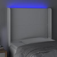 Hoofdbord LED 183x16x118/128 cm kunstleer wit - thumbnail