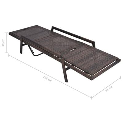 Ligbed met kussen poly rattan bruin Ligbed met kussen poly rattan bruin