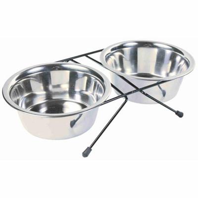 TRIXIE VOER / WATERBAK-SET RVS / METAAL 2X750 ML 4 ST