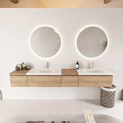 MONDIAZ BUKLA 240cm badmeubel met module 40 rechts kleur Washed Oak met 4 lades. Wastafel CLOUD dubbel 2 kraangaten kleur Talc. MONDIAZ BUKLA 240cm badmeubel met module 40 rechts kleur Washed Oak met 4 lades. Wastafel CLOUD dubbel 2 kraangaten kleur Talc.