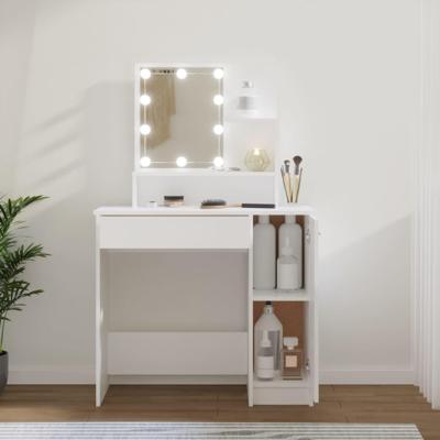 Kaptafel met LED-verlichting 86,5x35x136 cm wit Kaptafel met LED-verlichting 86,5x35x136 cm wit