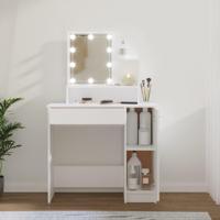 Kaptafel met LED-verlichting 86,5x35x136 cm wit - thumbnail