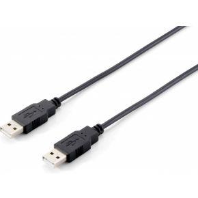 Equip USB-kabel A -> A St/3,00 m polybag, zwart