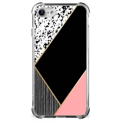 iPhone SE 2022/2020 | iPhone 8/7 Shockproof Case Zwart Roze Vormen
