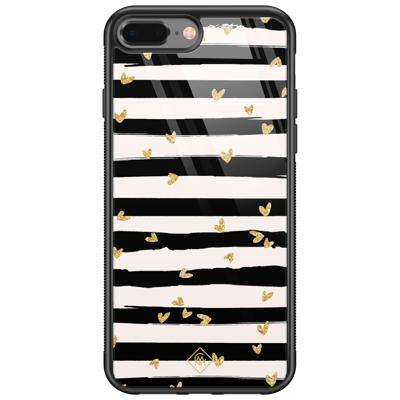 iPhone 8 Plus/7 Plus glazen hardcase - Hart streepjes iPhone 8 Plus/7 Plus glazen hardcase - Hart streepjes
