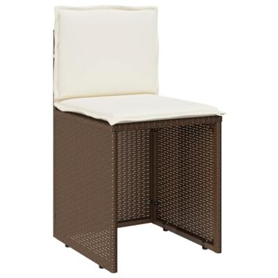 3-delige Bistroset met kussens poly rattan bruin