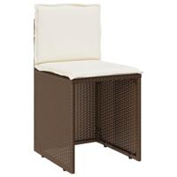 3-delige Bistroset met kussens poly rattan bruin - thumbnail