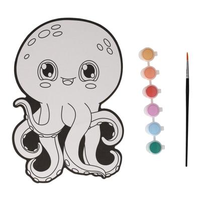 Wins Holland Canvas schilderen - octopus - incl penseel en 6 kleuren verf