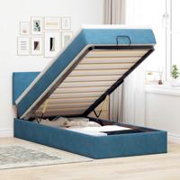 Ottoman bed met matras 90x200cm fluweel donkerblauw - thumbnail