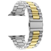 Stalen schakelband - Zilver met goud - Geschikt voor Apple watch 38mm / 40mm / 41mm / 42mm - thumbnail