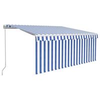 Luifel handmatig uittrekbaar rolgordijn LED 3x2,5 m blauw wit - thumbnail