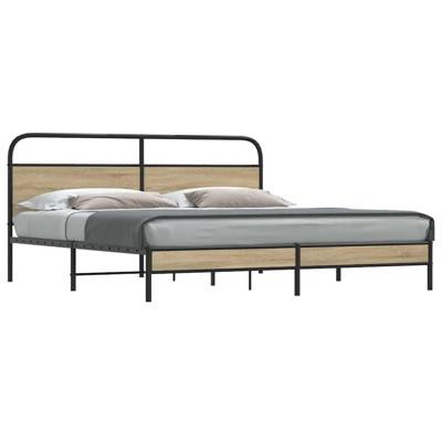Bedframe zonder matras metaal gerookt eikenkleurig 180x200 cm