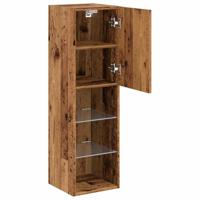 Tv-meubels met LED-verlichting 2 st 30,5x30x102 cm oud hout - thumbnail