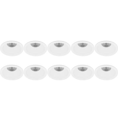 GU10 Inbouwspot 10-Pack - Wit Aluminium - Ø82mm - Verdiept Design