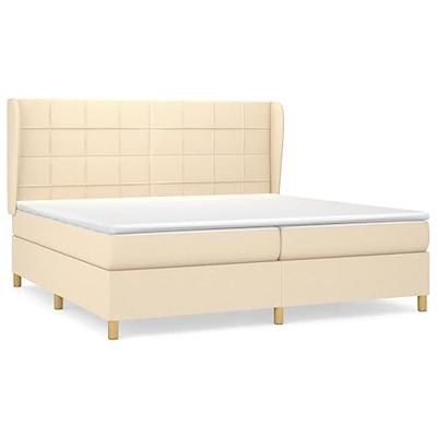 Boxspring met matras stof crèmekleurig 200x200 cm