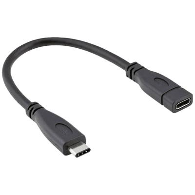 ROLINE USB C kabel verlenging I USB 3.1 Type C verlengkabel met stekker en bus I zwart, 15 cm