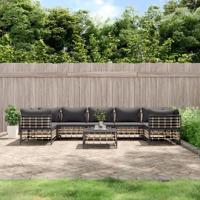 8-delige Loungeset met kussens poly rattan antracietkleurig - thumbnail