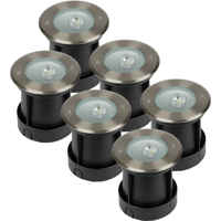 Set van 6 Oblique LED Grondspots buiten - XL Ø15cm - 20° Stralingshoek - 4000K neutraal wit - 8W 350lm - Tuinspot - RVS - IP67 waterdicht - thumbnail