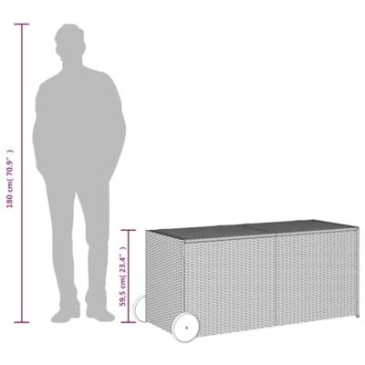 VidaXL Tuinbox met wielen 283 L poly rattan grijs VidaXL Tuinbox met wielen 283 L poly rattan grijs