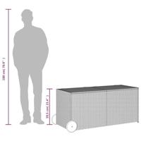 VidaXL Tuinbox met wielen 283 L poly rattan grijs - thumbnail