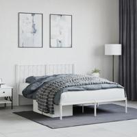 Bedframe met hoofdbord metaal wit 135x190 cm - thumbnail