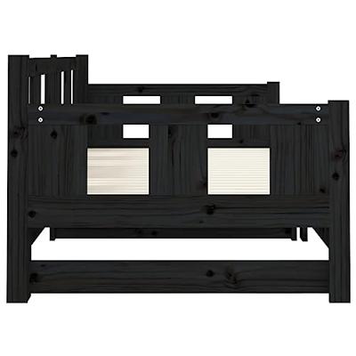 Slaapbank uitschuifbaar massief grenenhout zwart 2x(90x190) cm - thumbnail