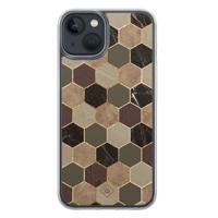 iPhone 13 mini hybride hoesje - Kubus groen bruin - thumbnail