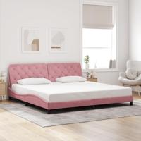 Bedframe zonder matras fluweel roze 200x200 cm - thumbnail