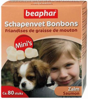Beaphar Schapenvet Mini bonbons met zalm voor de hond 5 verpakkingen Beaphar Schapenvet Mini bonbons met zalm voor de hond 5 verpakkingen