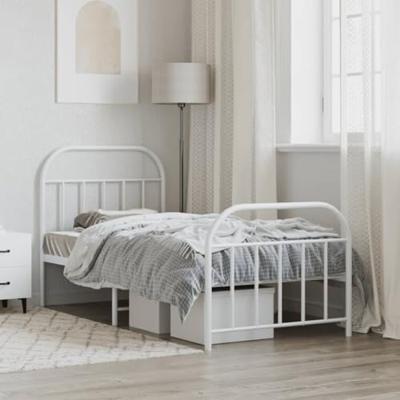Bedframe met hoofd- en voeteneinde metaal wit 90x190 cm Bedframe met hoofd- en voeteneinde metaal wit 90x190 cm