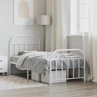 Bedframe met hoofd- en voeteneinde metaal wit 90x190 cm - thumbnail