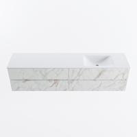 MONDIAZ VICA 200cm badmeubel onderkast Carrara 4 lades. Wastafel CLOUD rechts 1 kraangat, kleur Talc. - thumbnail