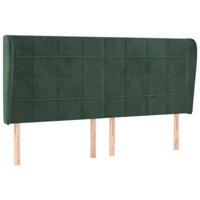 Hoofdbord met randen 163x23x118/128 cm fluweel donkergroen - thumbnail