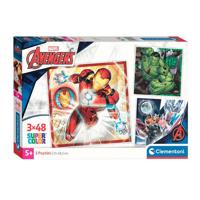 Clementoni legpuzzel super color vierkant marvel avengers, 3x48st. - thumbnail