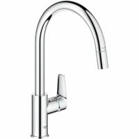 Grohe QuickFix Start Edge keukenmengkraan met uittrekbare handdouche rond chroom - thumbnail