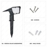 Set van 6 Odessa solar prikspots - Incl. Schemerschakelaar - 3000K warm wit - 2 lichtstanden - 300 lumen - 6-12 uur brandtijd - Kantelbaar - IP65 waterdicht - thumbnail