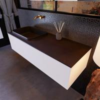 Badkamermeubelset Mondiaz Erin 120 cm met 1 Lade met RIDGE Wastafel Links Urban Zonder Kraangaten Greeploos Mat Carrara - thumbnail