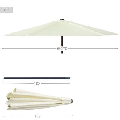 Parasol Aktive 270 x 235,5 x 270 cm Ø 270 cm Staal Aluminium Crème