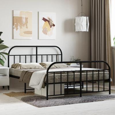 Bedframe met hoofd- en voeteneinde metaal zwart 140x200 cm