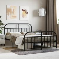 Bedframe met hoofd- en voeteneinde metaal zwart 140x200 cm - thumbnail