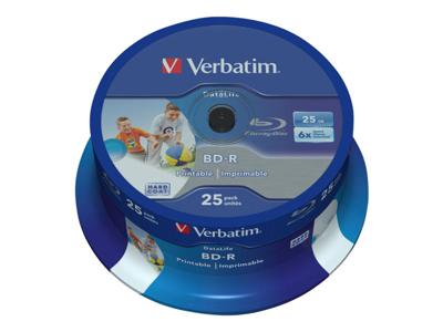 Verbatim 43811 Blu-ray BD-R SL disc 25 GB 25 stuk(s) Spindel Bedrukbaar, Antikras-coating Verbatim 43811 Blu-ray BD-R SL disc 25 GB 25 stuk(s) Spindel Bedrukbaar, Antikras-coating