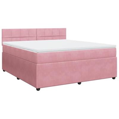 Boxspring met matras fluweel roze 180x200 cm