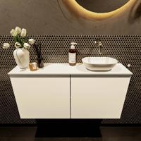 MONDIAZ FOWY toiletmeubel 100cm kleur talc. Waskom positie rechts kleur talc | talc. Zonder kraangat - thumbnail