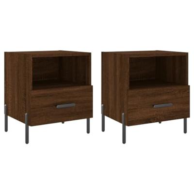 Nachtkastjes 2 st 40x35x47,5 cm bewerkt hout bruin eikenkleur