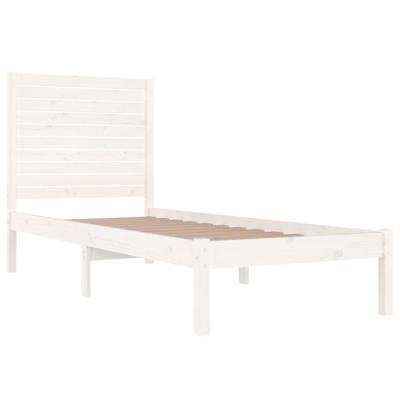 Bedframe massief hout wit 75x190 cm