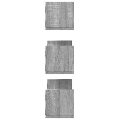Wandschappen 3 st 58x18x18 cm bewerkt hout grijs sonoma eiken