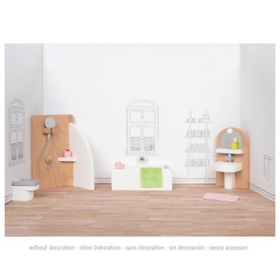 Goki houten poppenmeubels badkamer, 10dlg.