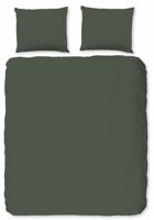 HIP Dekbedovertrek "uni dessin" - Groen - (140x200/220 cm) - Katoen Satijn - thumbnail