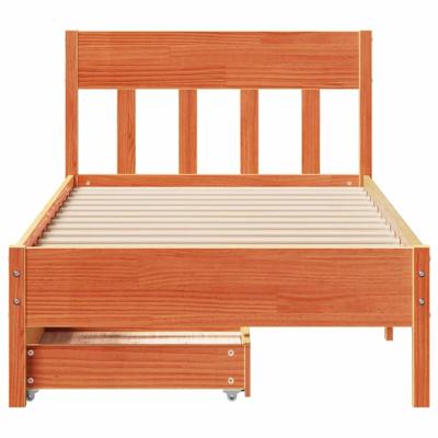 Bedframe zonder matras massief grenenhout wasbruin 75x190 cm