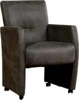 Donkergrijze leren moderne eetkamerfauteuil Pleasure - Kenia Leer Antracite (donkergrijs leer) - thumbnail